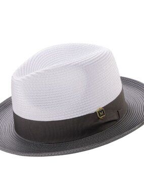 Montique Mens Fedora Hat H-47 Grey Wide Brim NWT